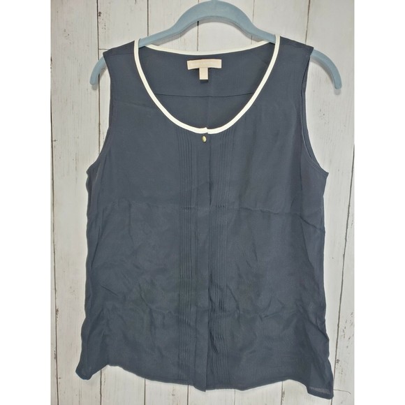 Banana Republic Black 100% Rayon Button Up Tank Top Size Small EUC - Picture 1 of 6